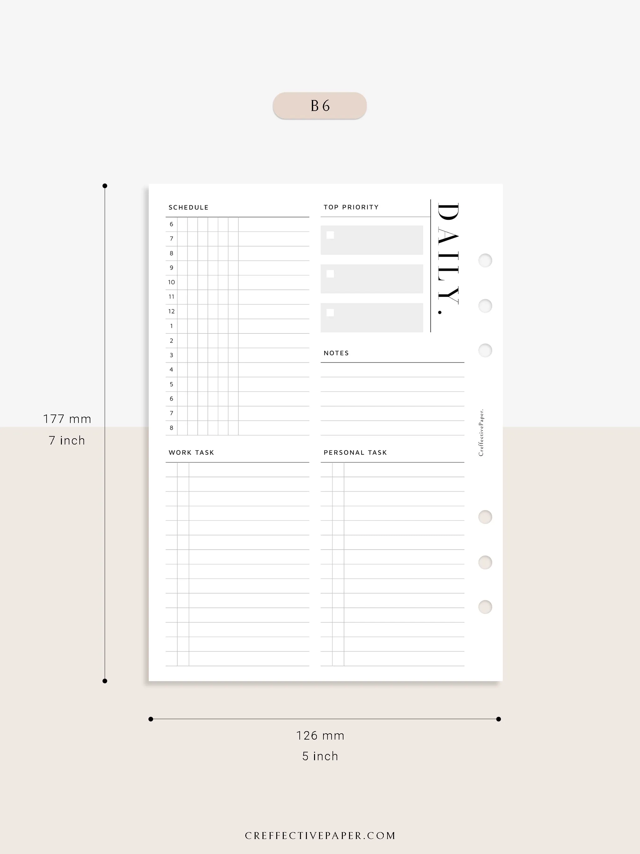D114 | Daily Schedule Planner, Work & Personal Task Ver.