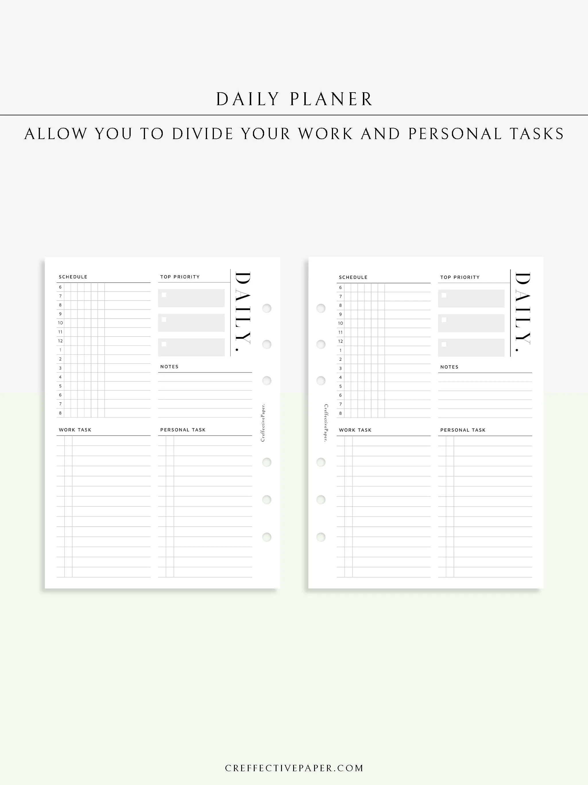 D114 | Daily Schedule Planner, Work & Personal Task Ver.