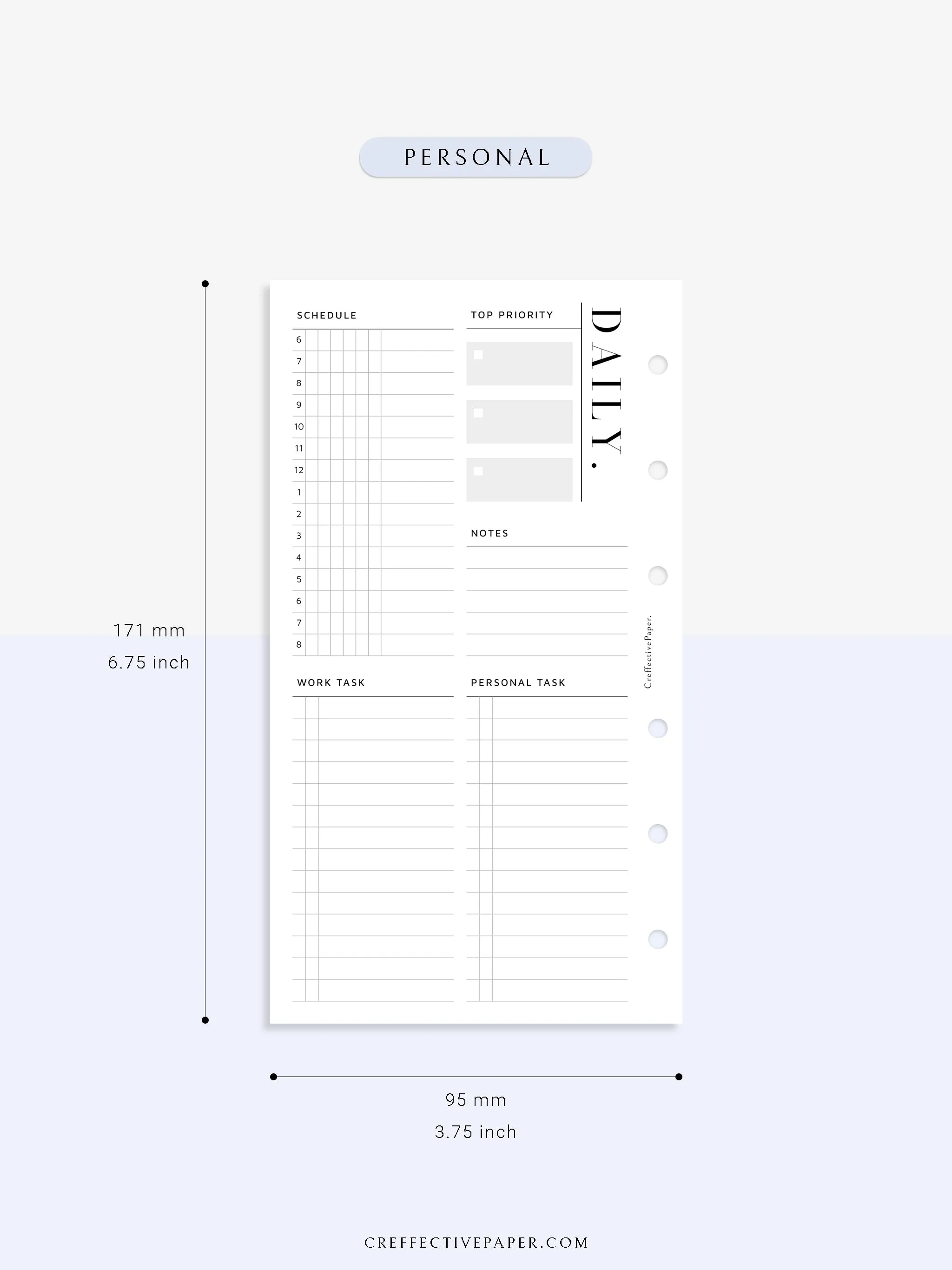 D114 | Daily Schedule Planner, Work & Personal Task Ver.