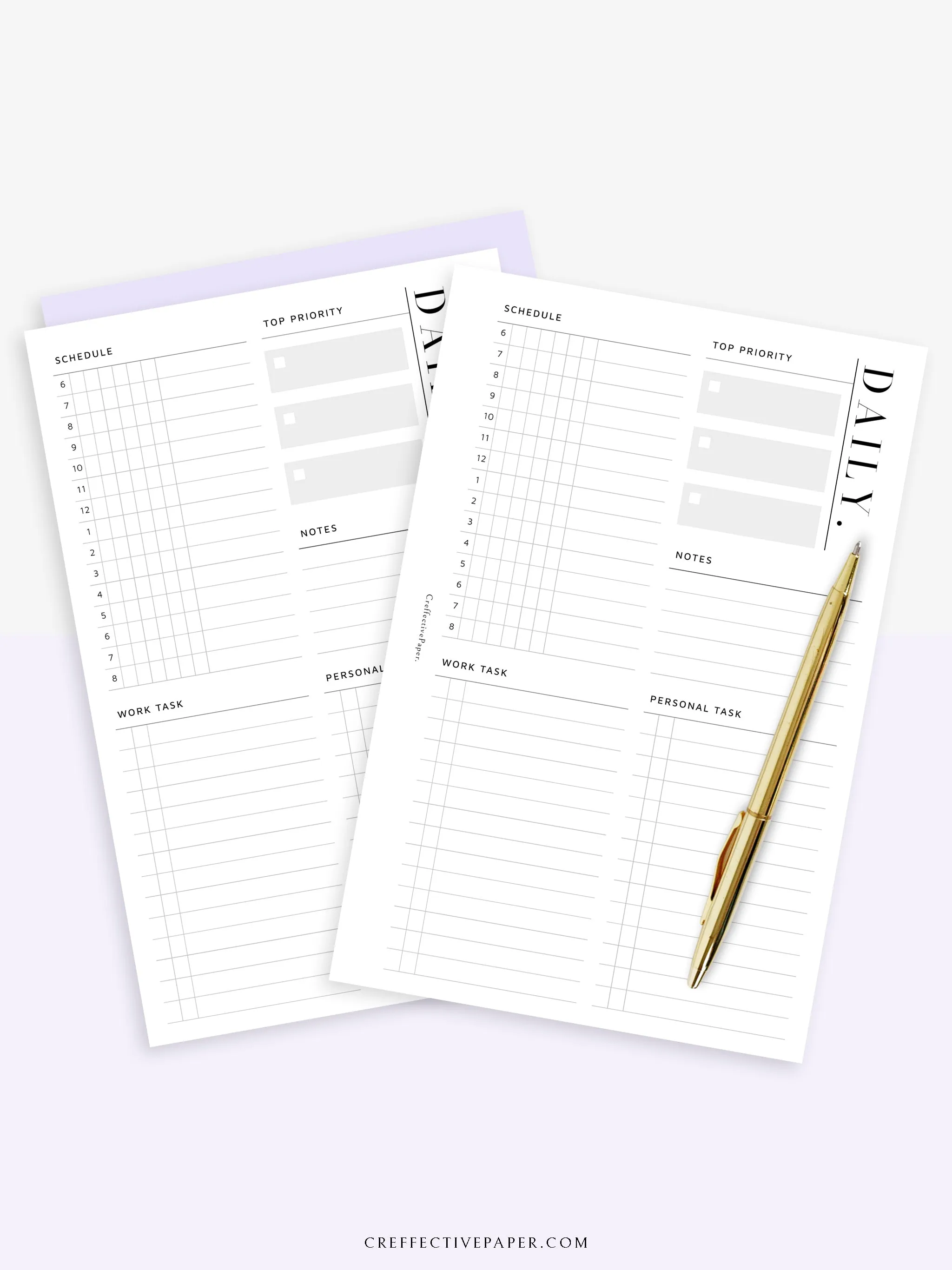 D114 | Daily Schedule Planner, Work & Personal Task Ver.