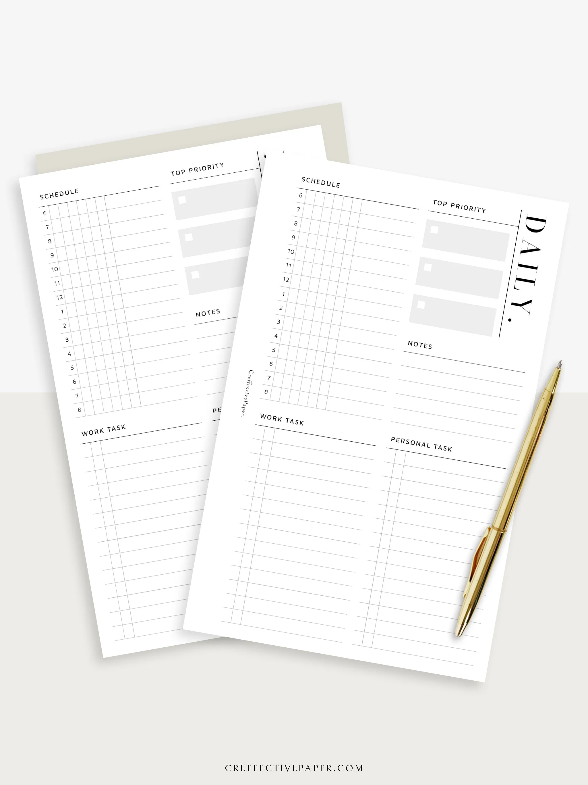 D114 | Daily Schedule Planner, Work & Personal Task Ver.