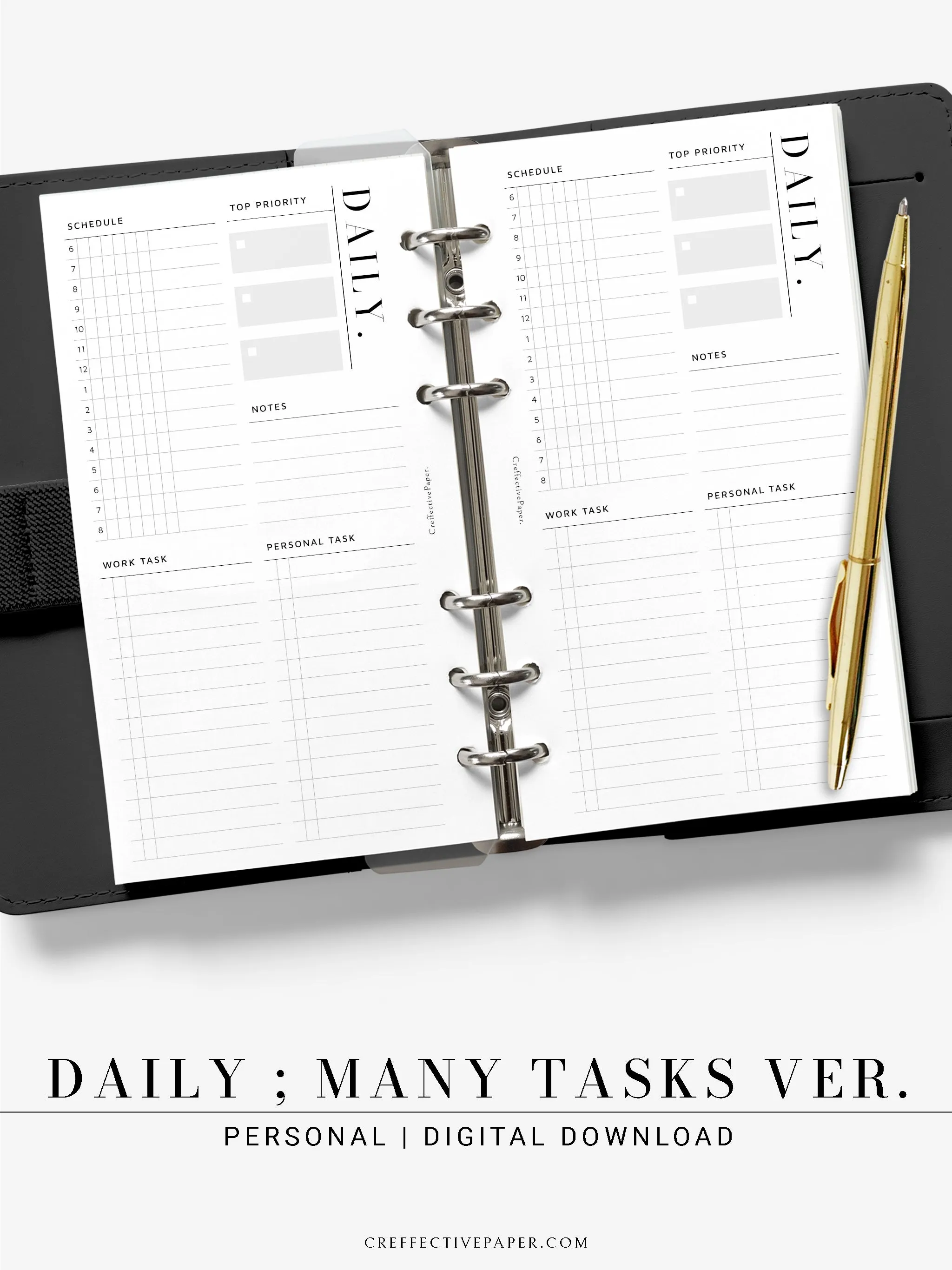D114 | Daily Schedule Planner, Work & Personal Task Ver.