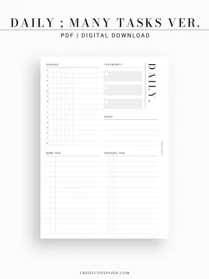 D114 | Daily Schedule Planner, Work & Personal Task Ver.