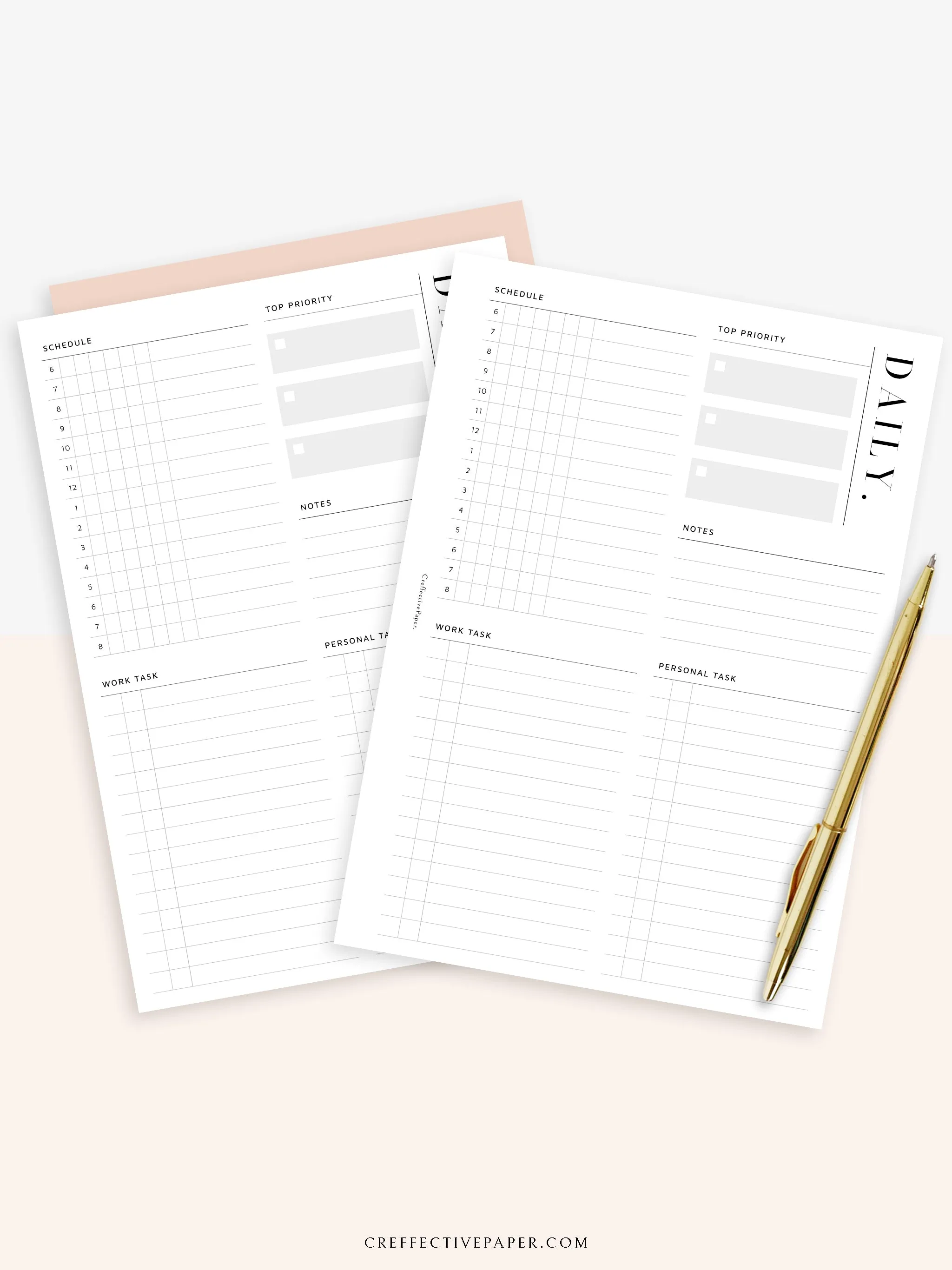 D114 | Daily Schedule Planner, Work & Personal Task Ver.