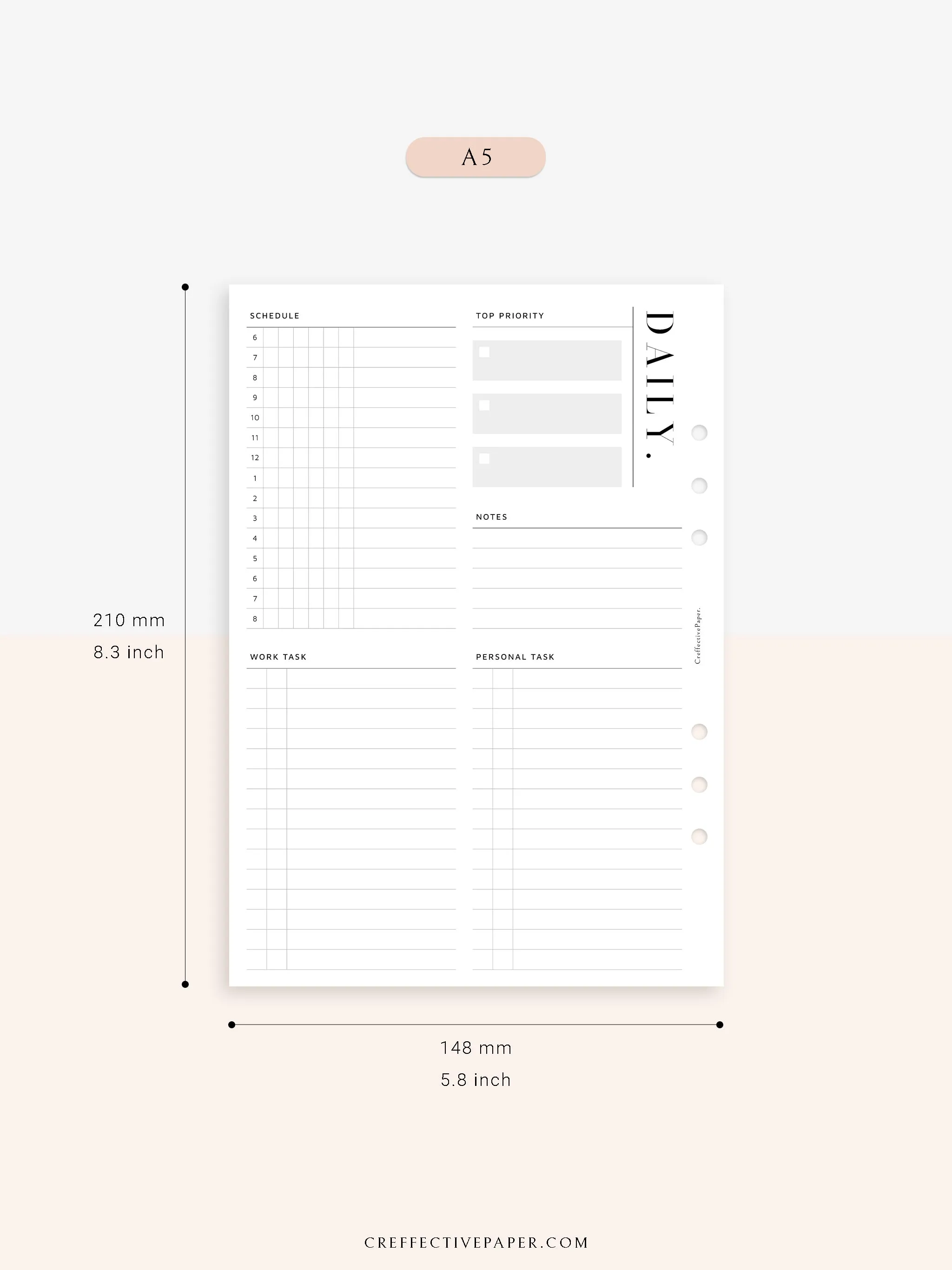D114 | Daily Schedule Planner, Work & Personal Task Ver.