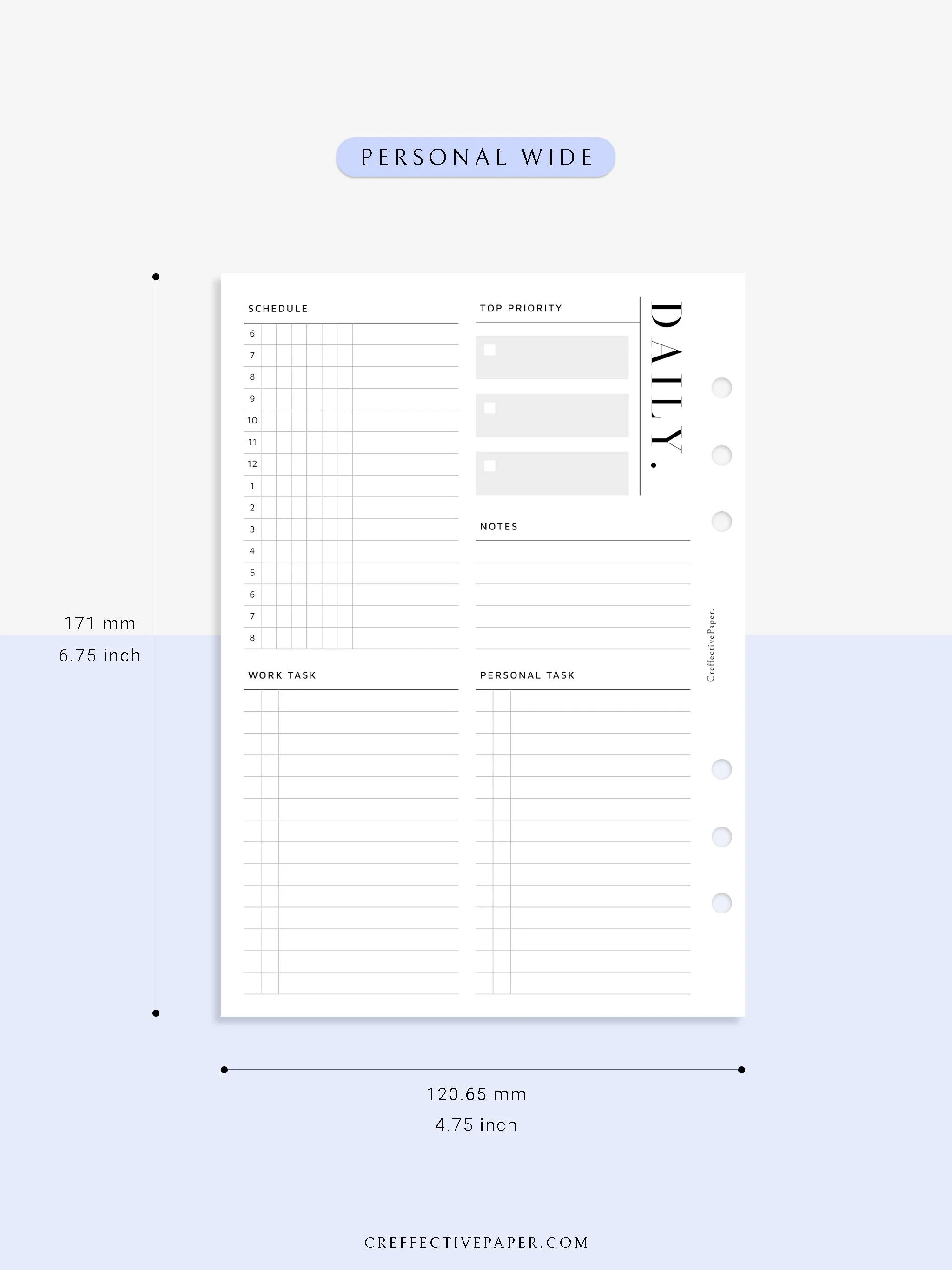 D114 | Daily Schedule Planner, Work & Personal Task Ver.