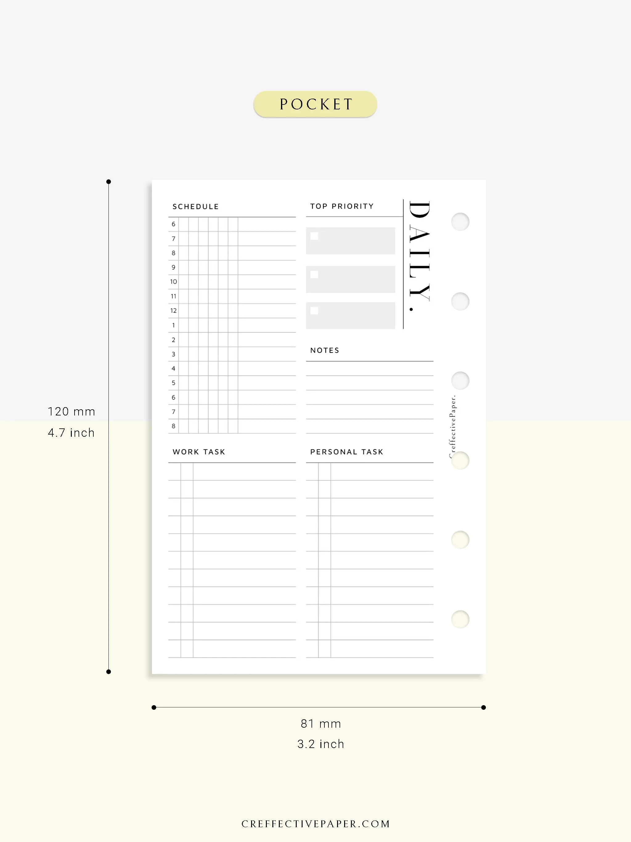D114 | Daily Schedule Planner, Work & Personal Task Ver.