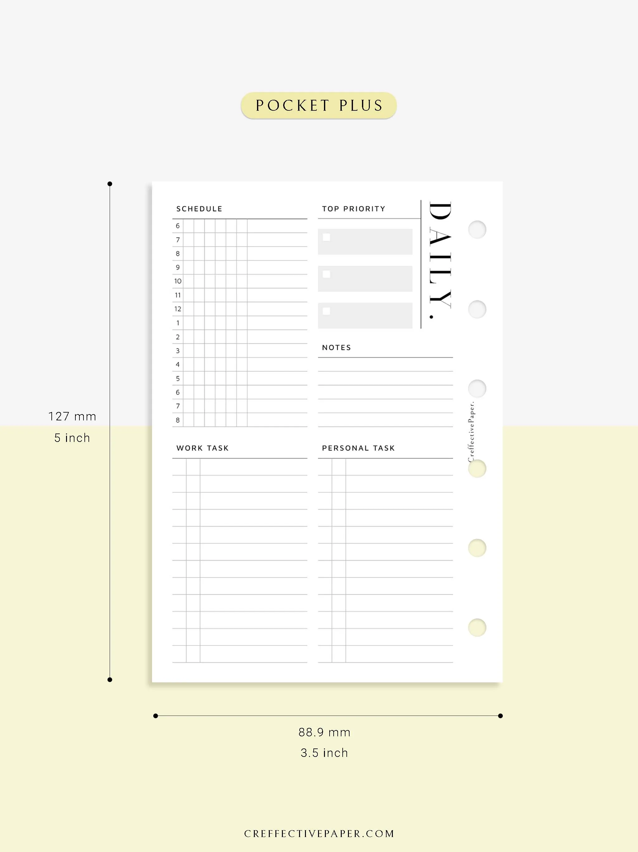 D114 | Daily Schedule Planner, Work & Personal Task Ver.