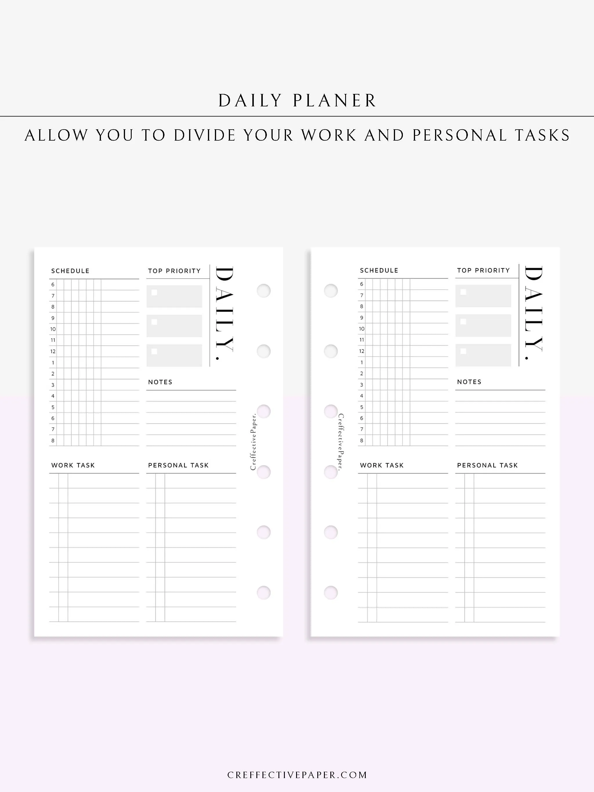 D114 | Daily Schedule Planner, Work & Personal Task Ver.