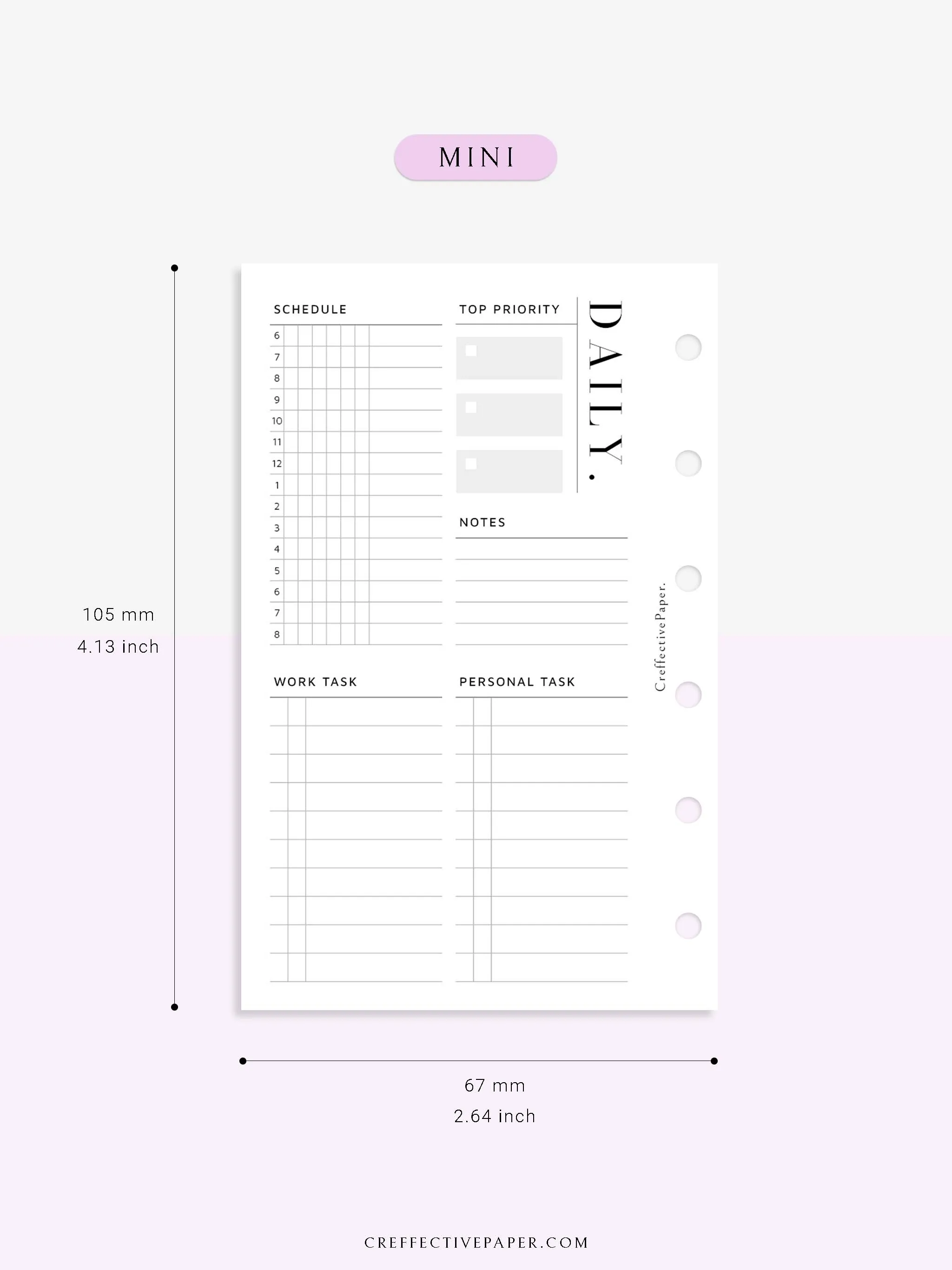 D114 | Daily Schedule Planner, Work & Personal Task Ver.