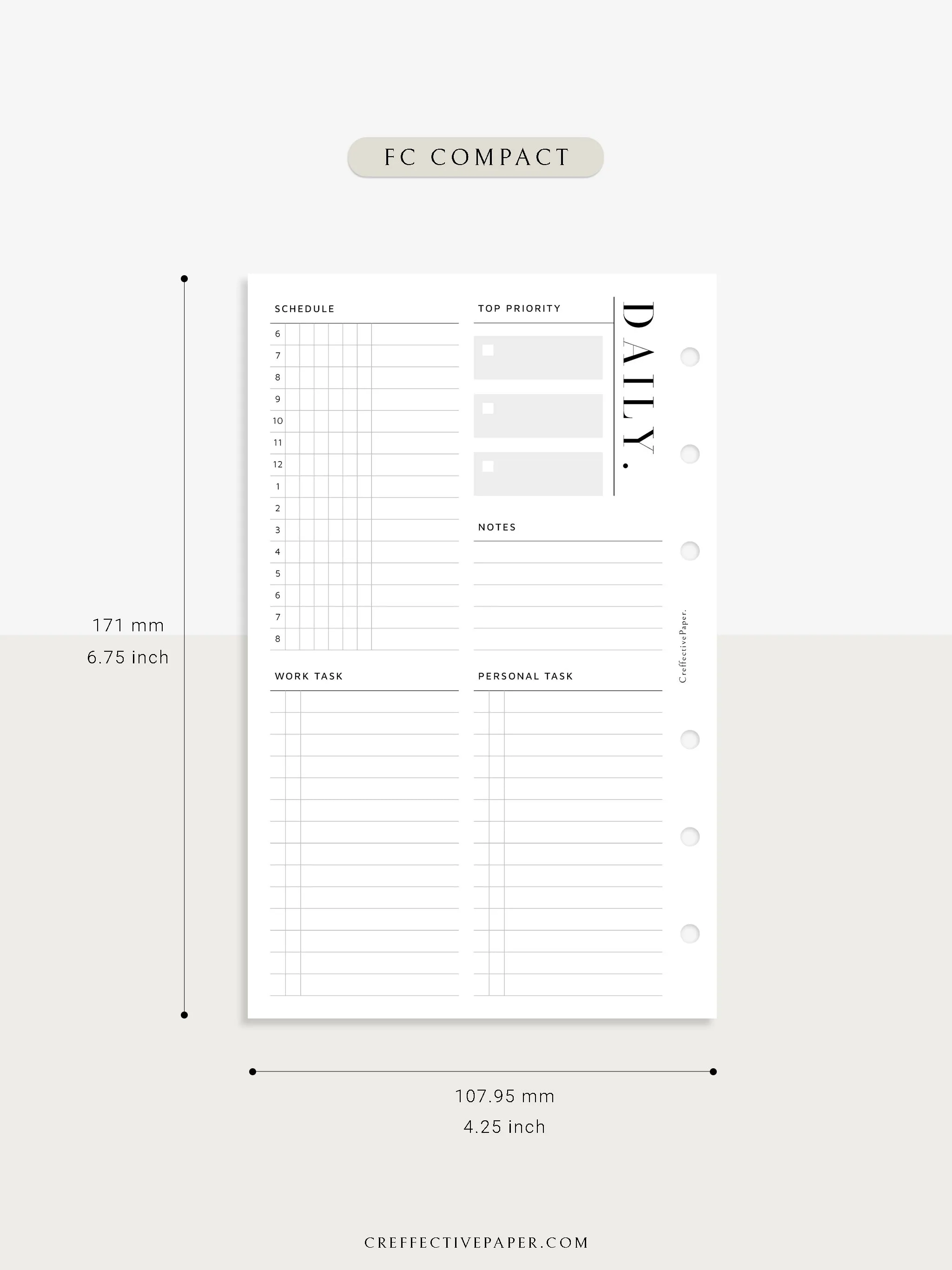 D114 | Daily Schedule Planner, Work & Personal Task Ver.