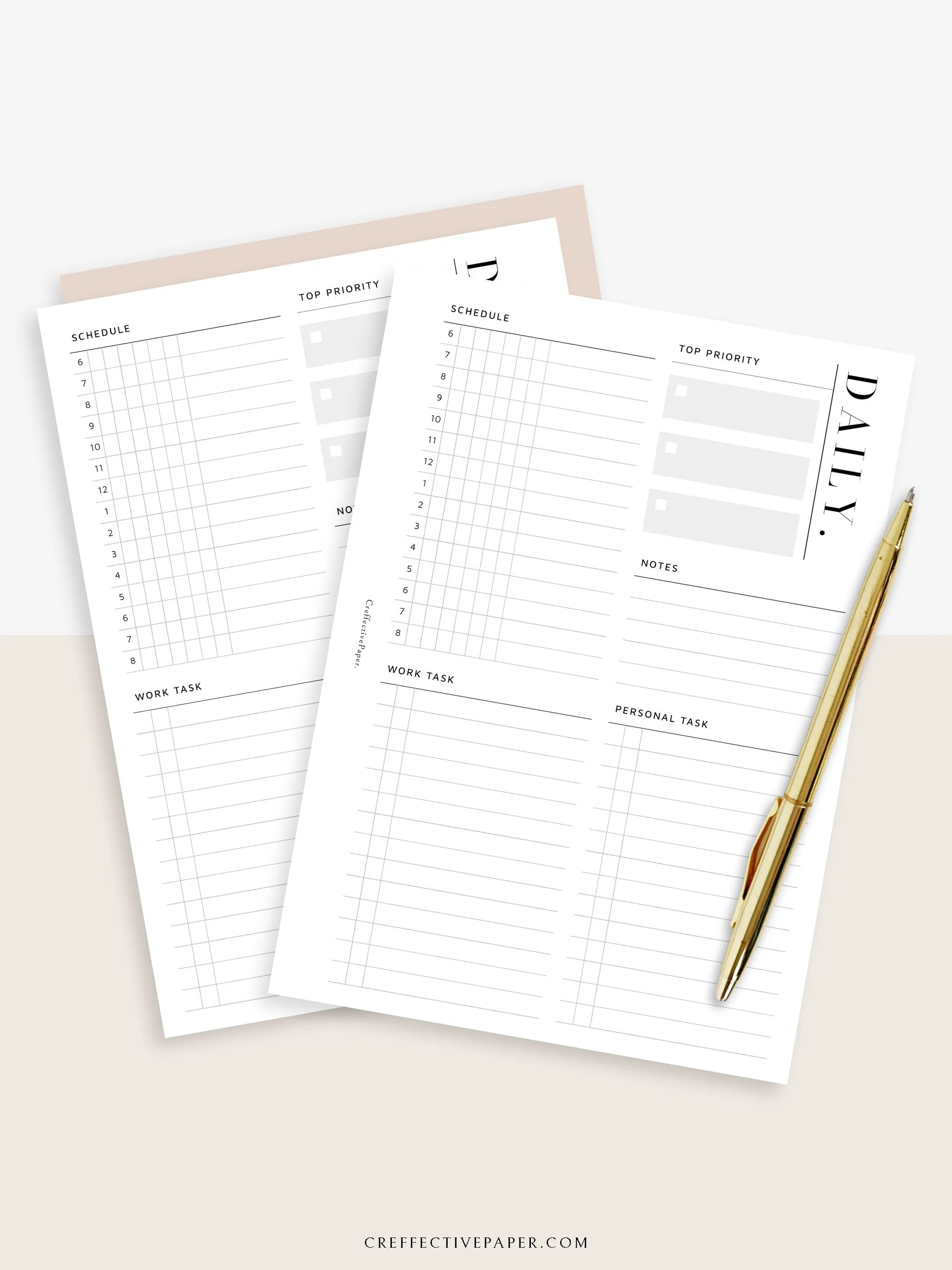 D114 | Daily Schedule Planner, Work & Personal Task Ver.