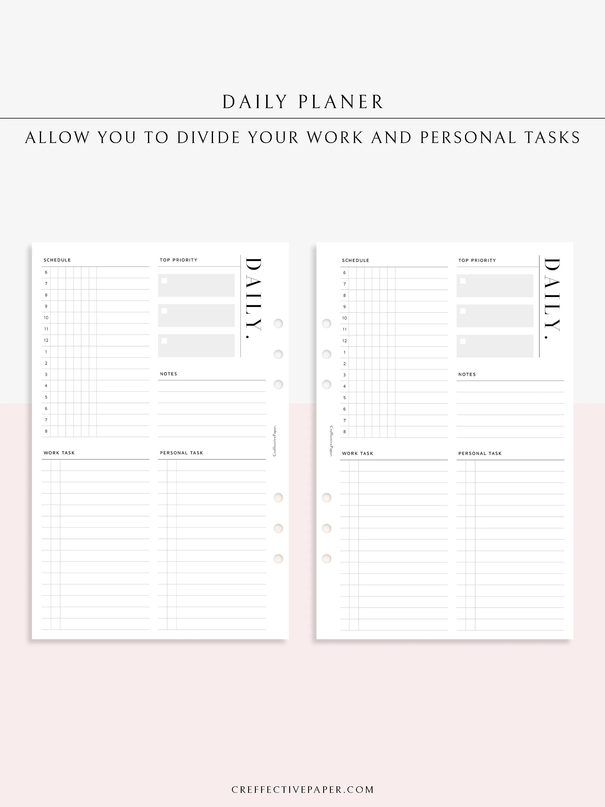 D114 | Daily Schedule Planner, Work & Personal Task Ver.