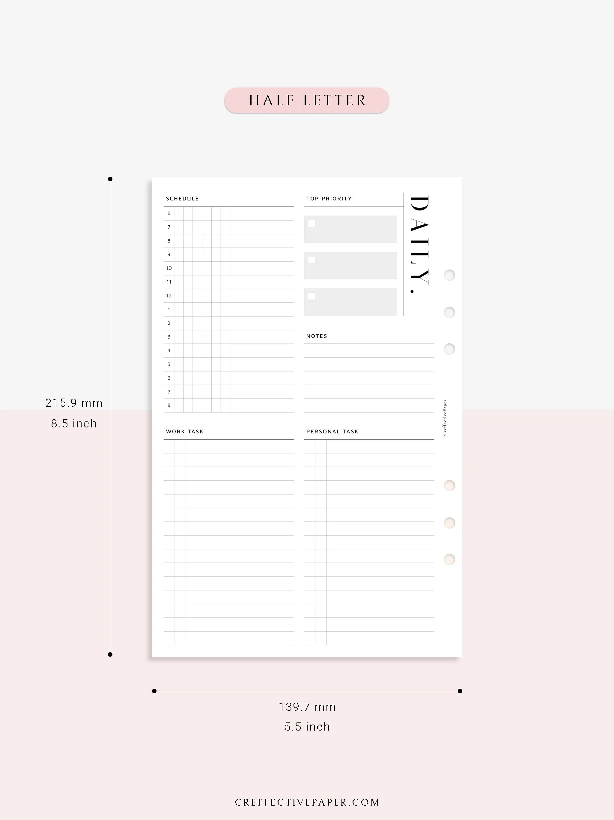 D114 | Daily Schedule Planner, Work & Personal Task Ver.