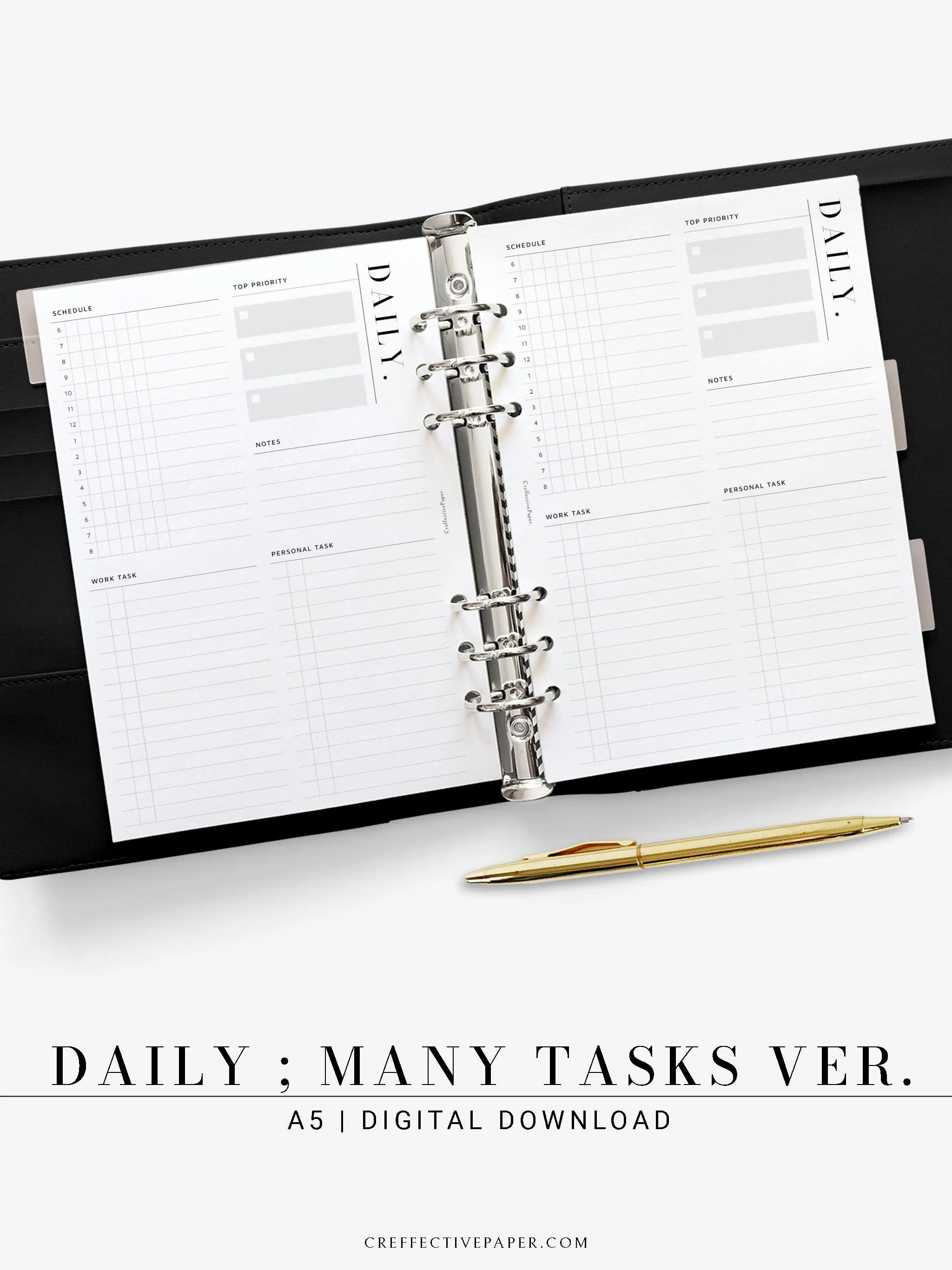 D114 | Daily Schedule Planner, Work & Personal Task Ver.