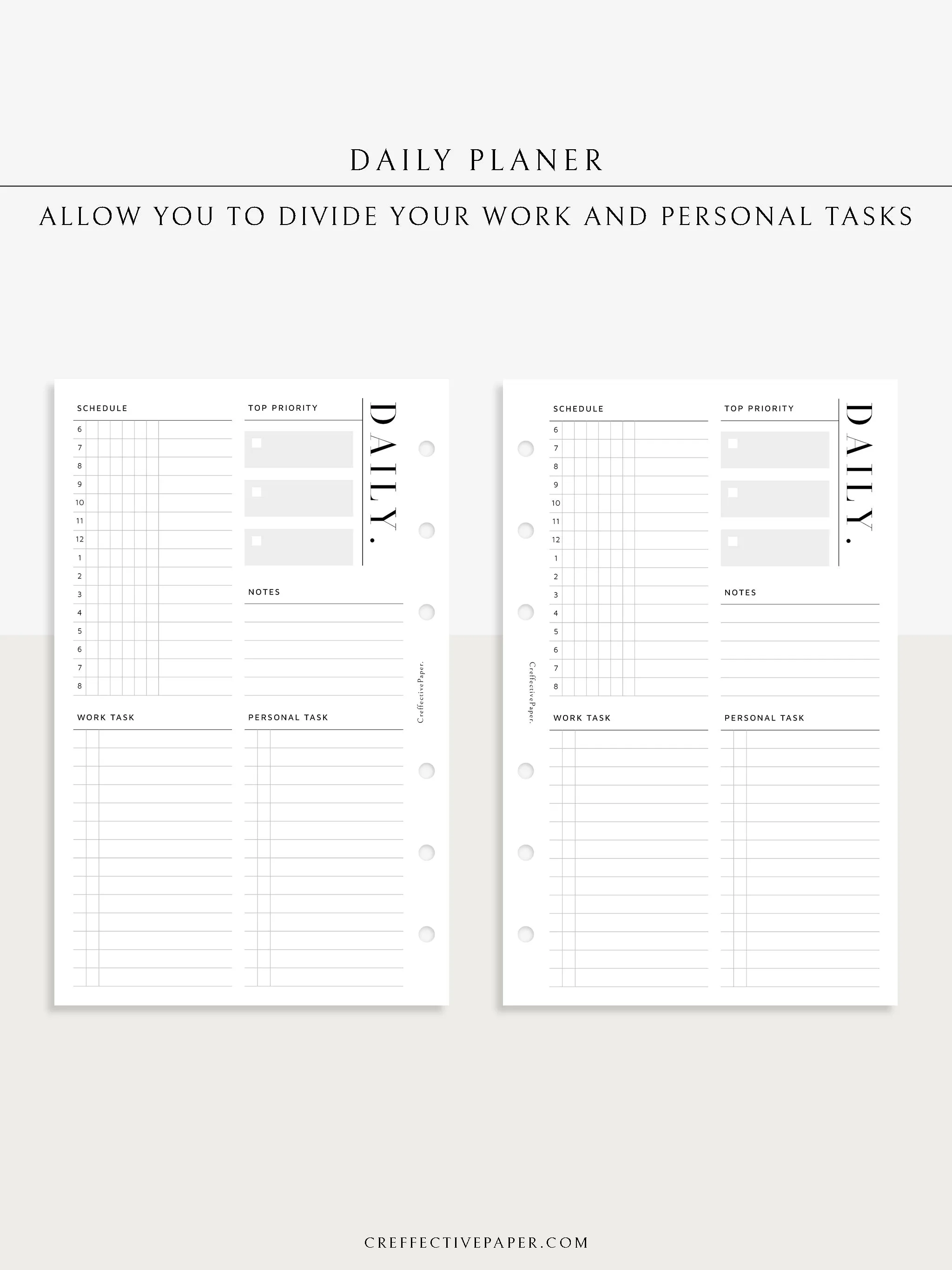 D114 | Daily Schedule Planner, Work & Personal Task Ver.