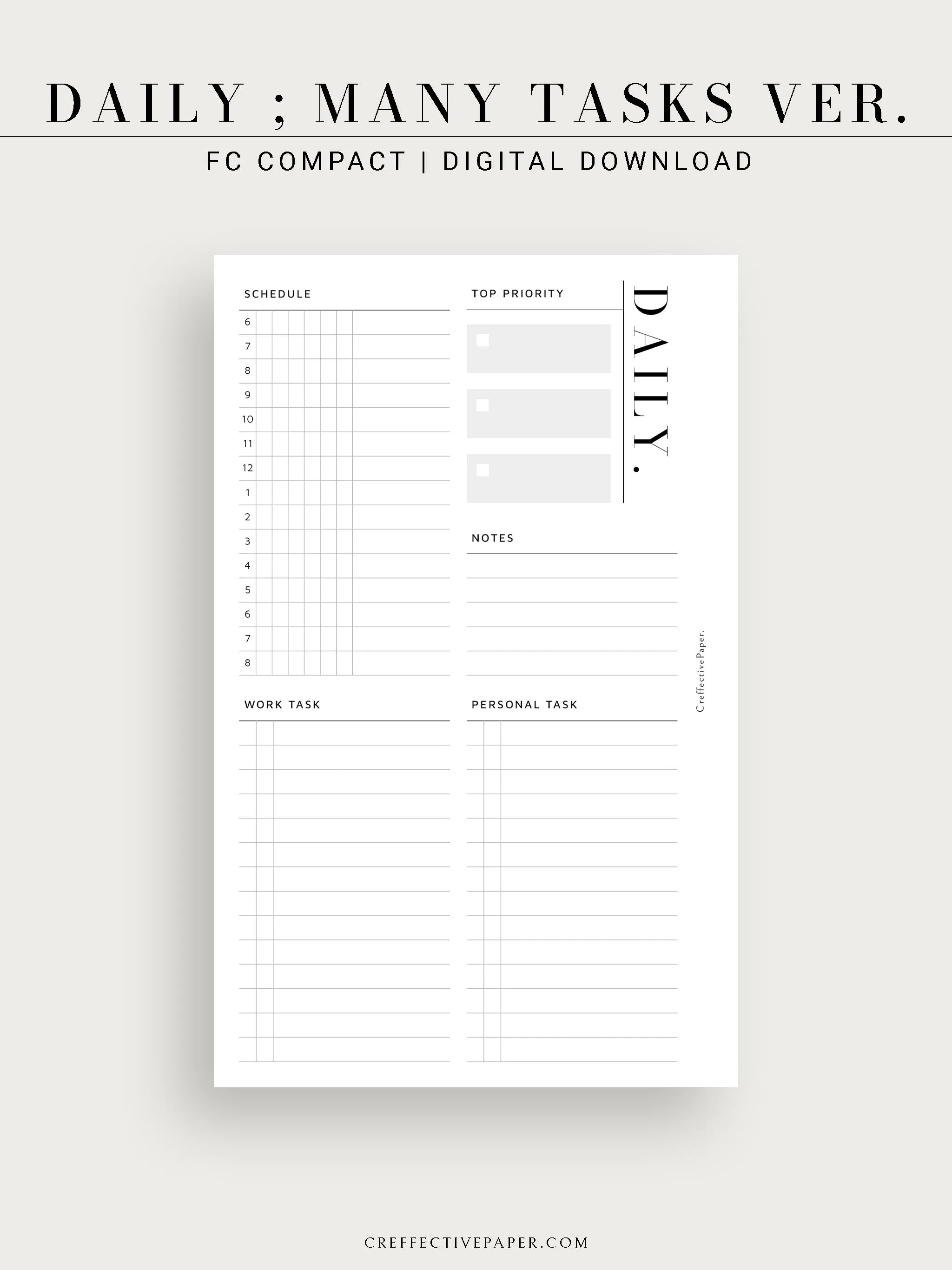 D114 | Daily Schedule Planner, Work & Personal Task Ver.
