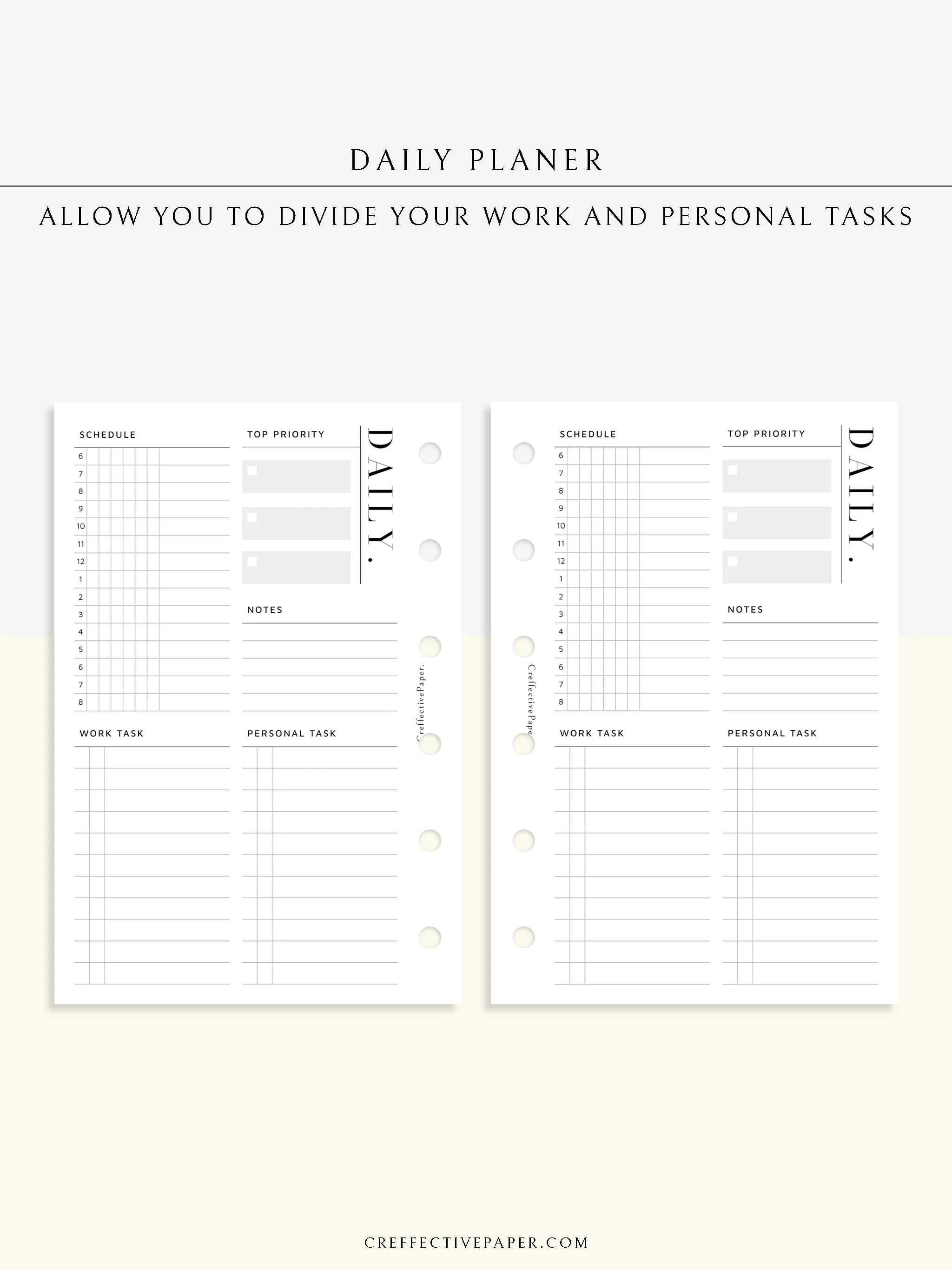 D114 | Daily Schedule Planner, Work & Personal Task Ver.