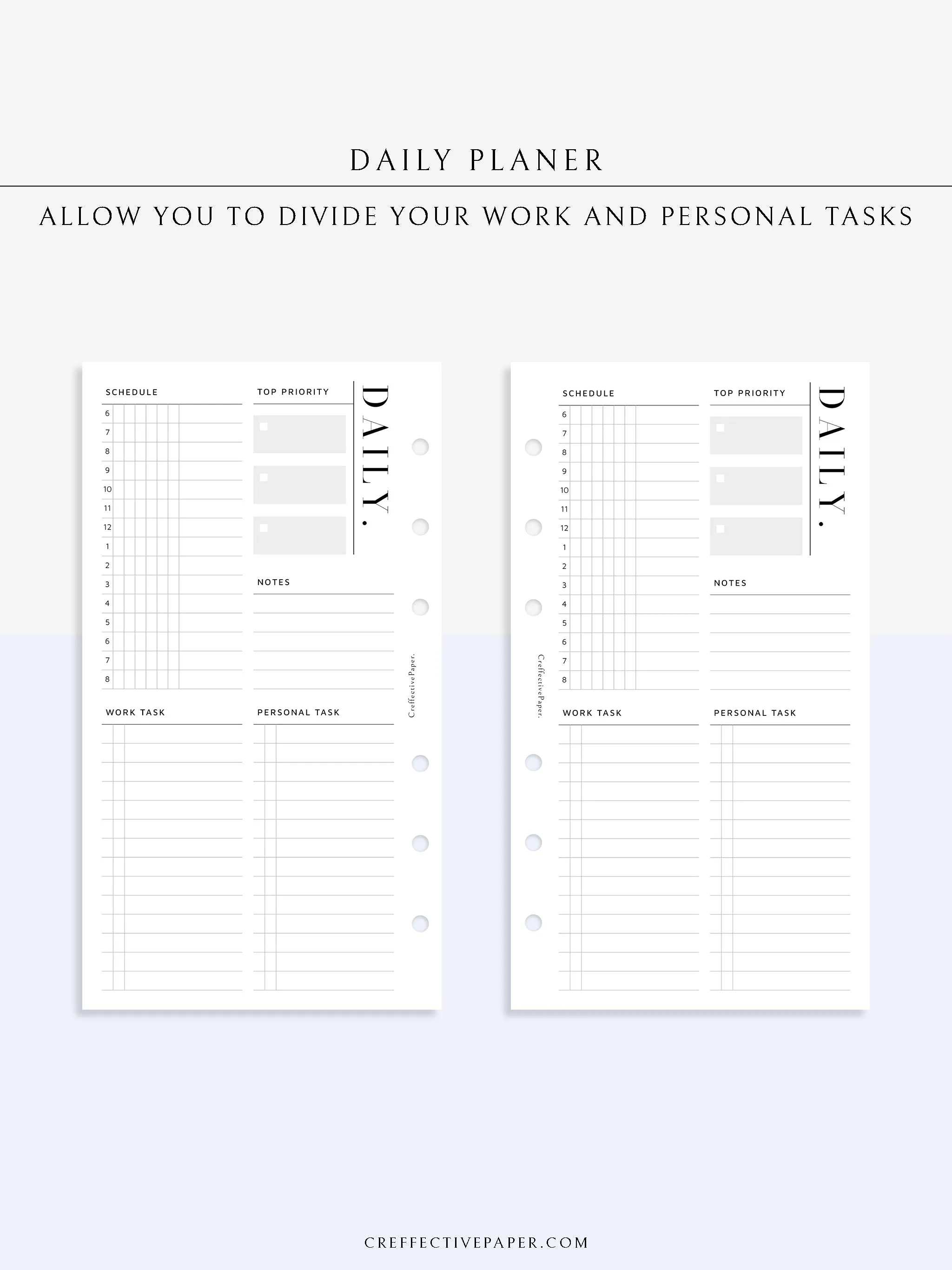 D114 | Daily Schedule Planner, Work & Personal Task Ver.