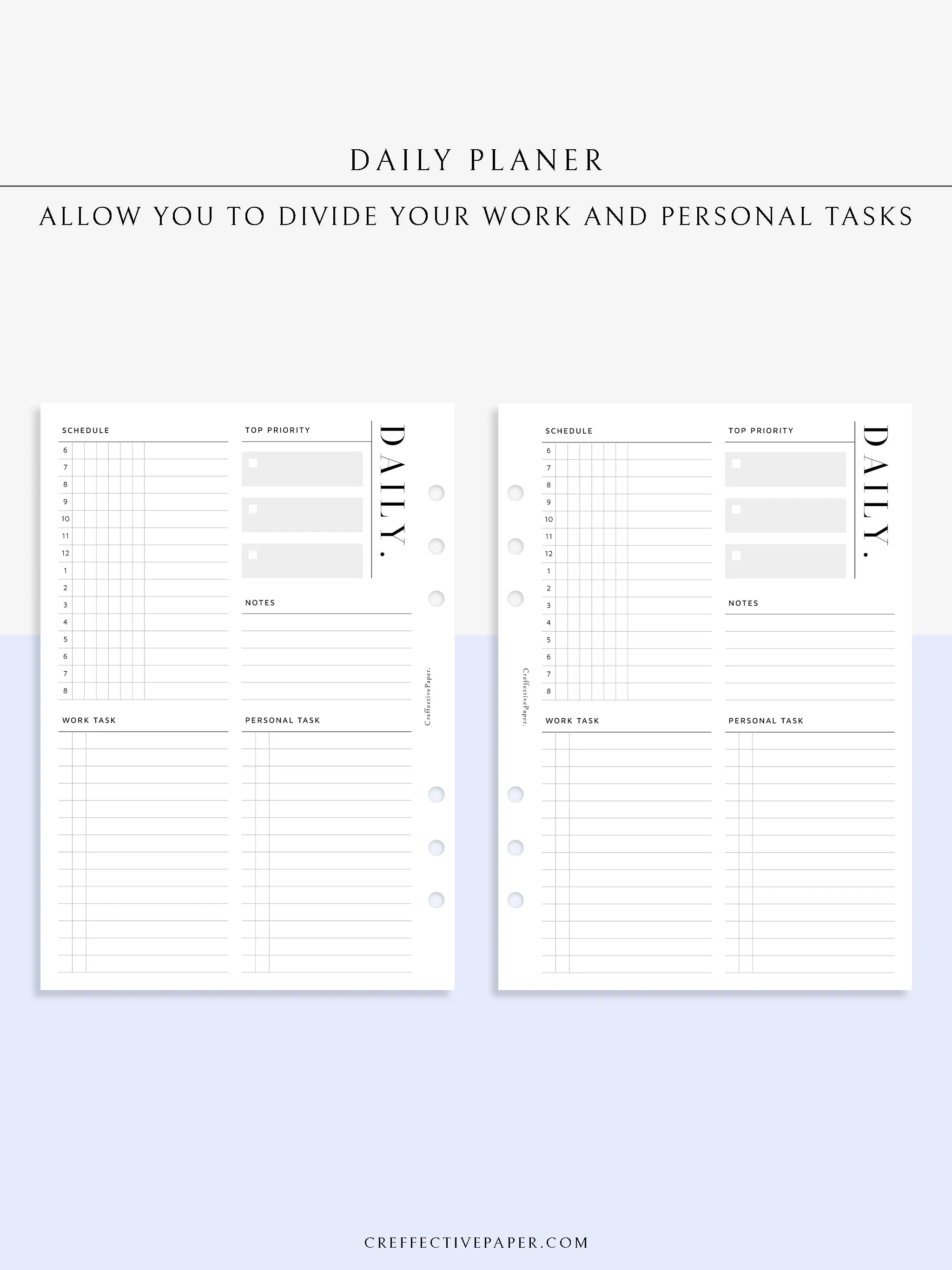 D114 | Daily Schedule Planner, Work & Personal Task Ver.