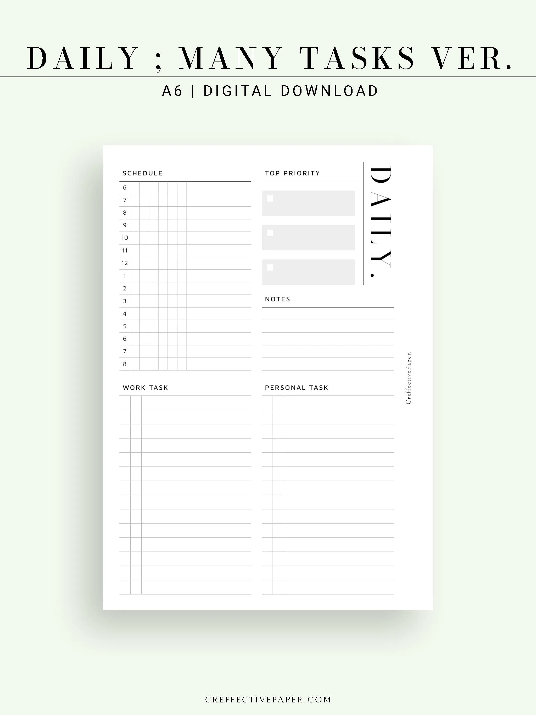D114 | Daily Schedule Planner, Work & Personal Task Ver.