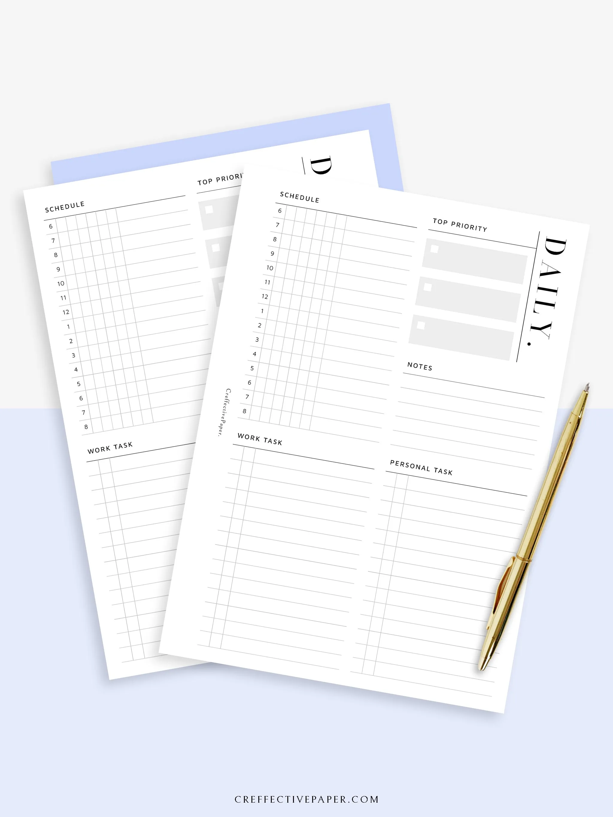 D114 | Daily Schedule Planner, Work & Personal Task Ver.