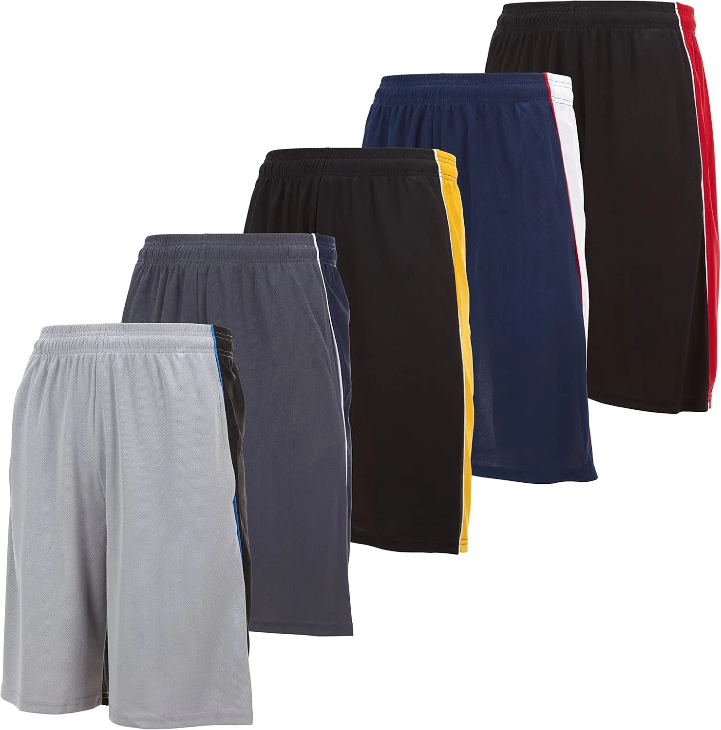 DARESAY Mens Athletic Shorts with Pockets, Workout Active Performance Shorts - 5 Pack