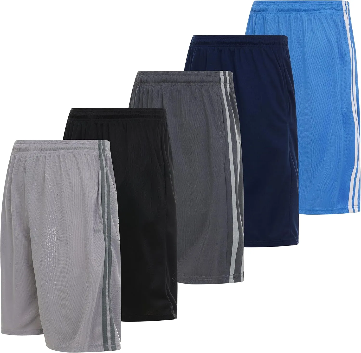 DARESAY Mens Athletic Shorts with Pockets, Workout Active Performance Shorts - 5 Pack