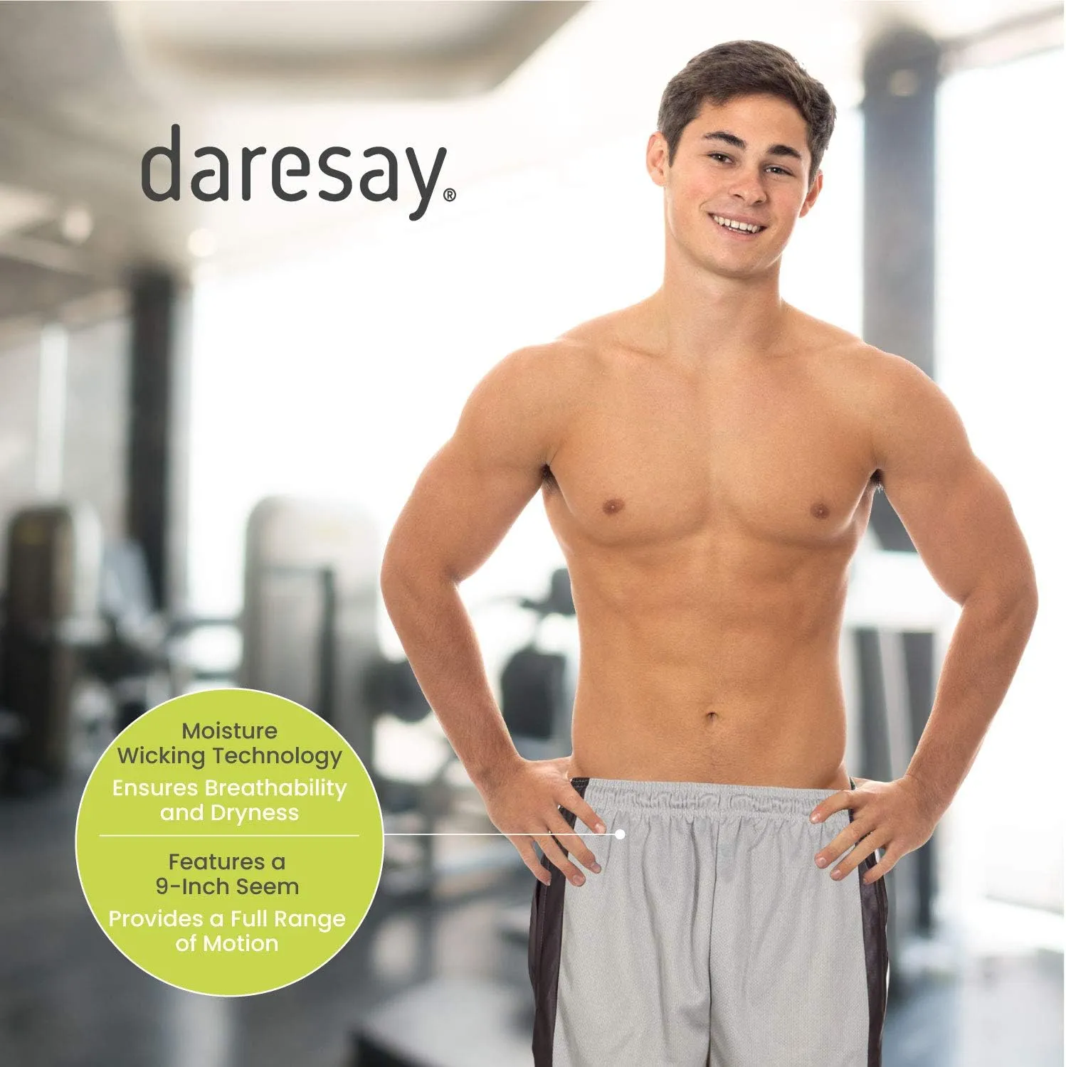 DARESAY Mens Athletic Shorts with Pockets, Workout Active Performance Shorts - 5 Pack
