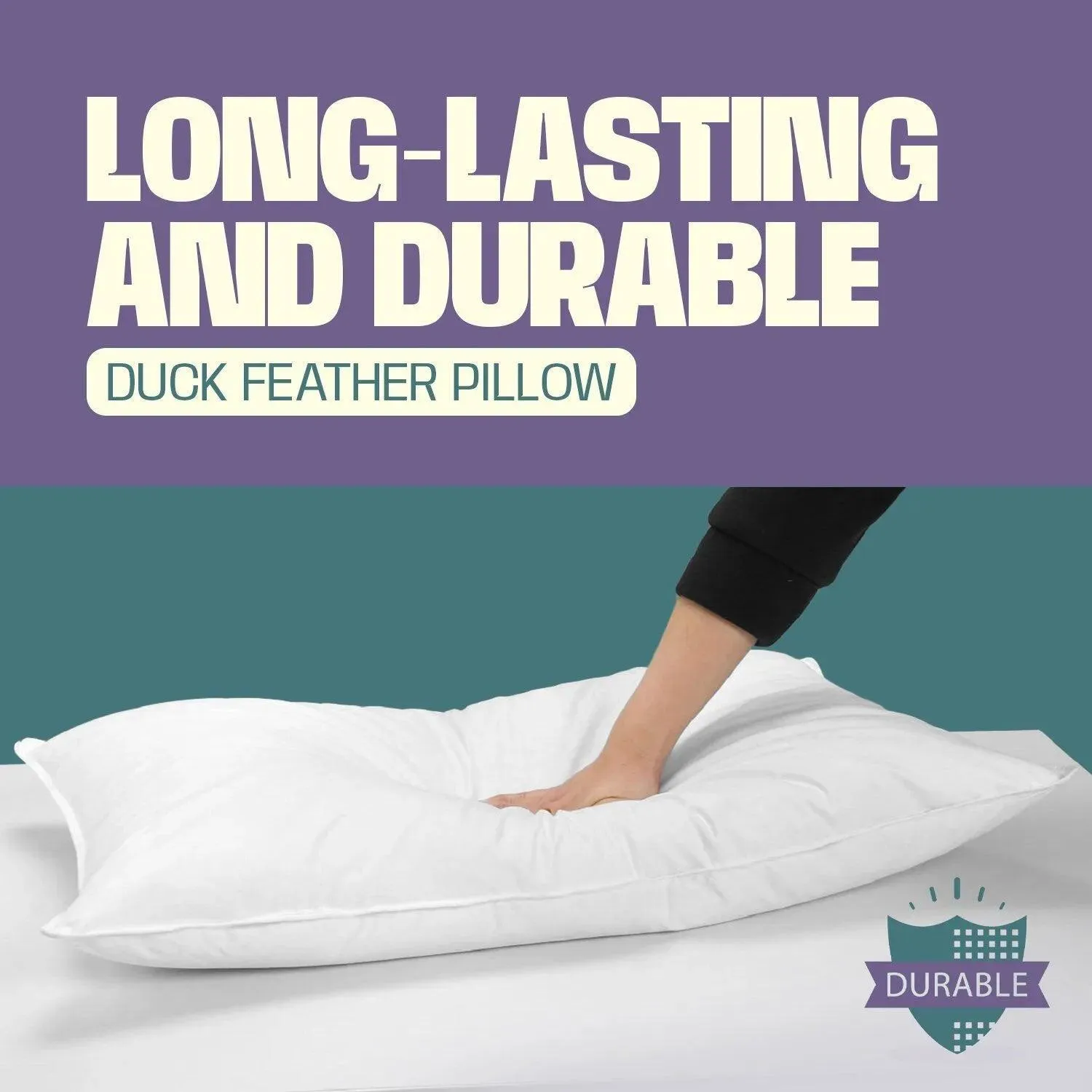 Duck Feather Pillow Pair Designed for Back and Side Sleepers – Microfibre
