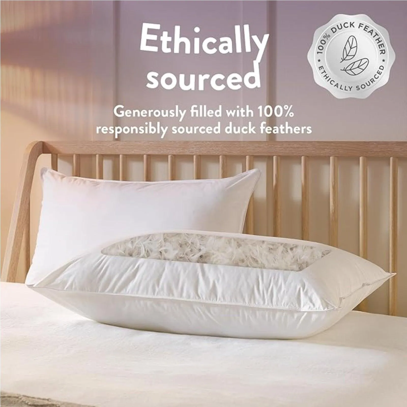 Duck Feather Pillow Pair Designed for Back and Side Sleepers – Microfibre