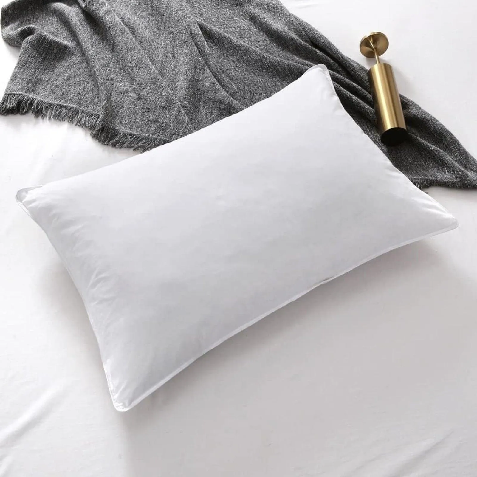 Duck Feather Pillow Pair Designed for Back and Side Sleepers – Microfibre