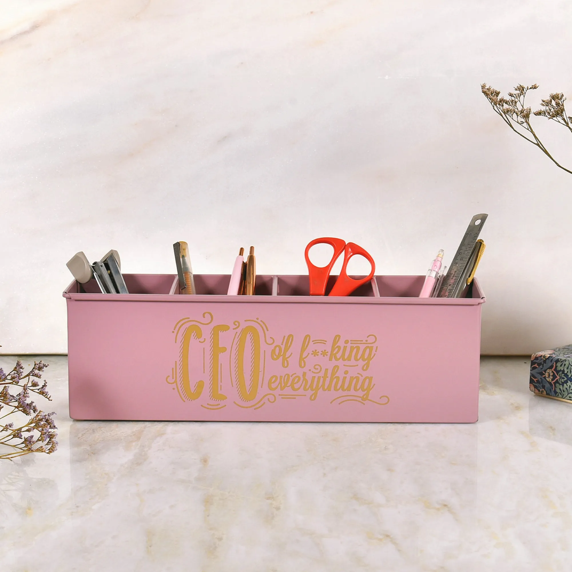 Elan CEO All In One Multifunctional Office Supplies Desk Organizer- Mauve