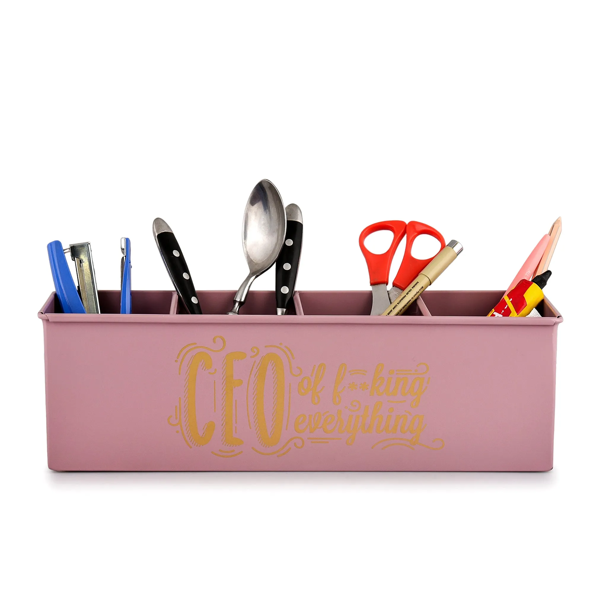 Elan CEO All In One Multifunctional Office Supplies Desk Organizer- Mauve