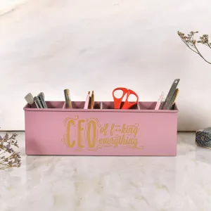 Elan CEO All In One Multifunctional Office Supplies Desk Organizer- Mauve