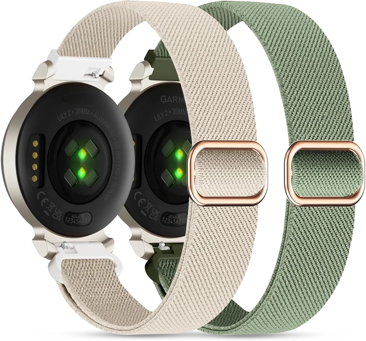 Elastic Nylon Bands Compatible with Garmin Lily 2, 14mm Stretchy Nylon 2 Pack Soft Loop Straps Quick Release Replacement Adjustable Wristband for Lily 2 Classic/Active Smart Watch Accessory for Women