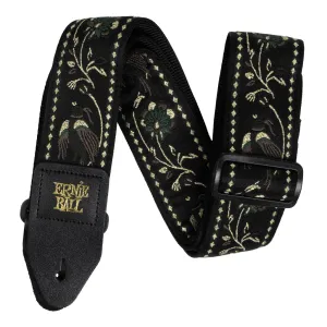 Ernie Ball P05372 Classic Jacquard Guitar Strap, Black Pleasant Pheasant