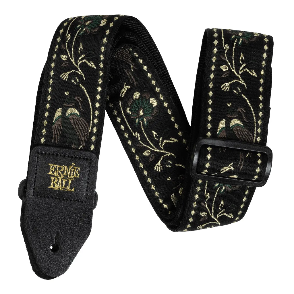 Ernie Ball P05372 Classic Jacquard Guitar Strap, Black Pleasant Pheasant