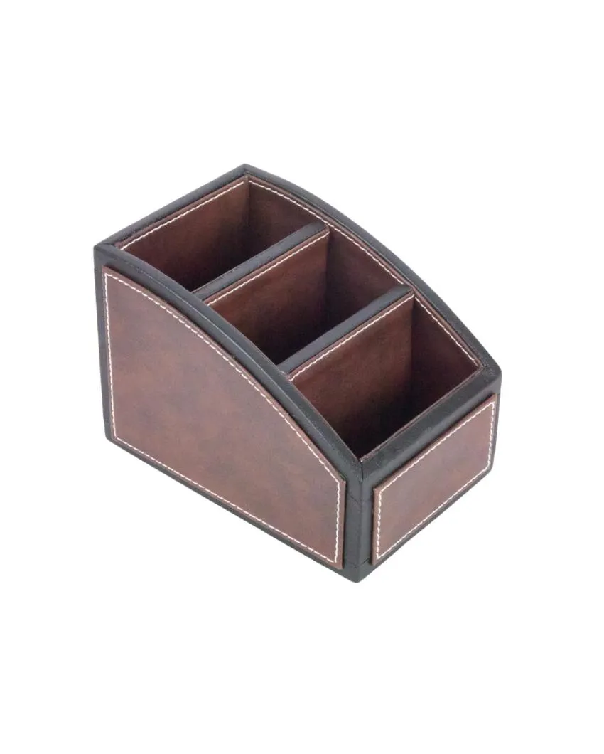 Exquisite Organizer 3 Compartments Two Tone Curve Remote Holder | 7 x 5 x 5 inches