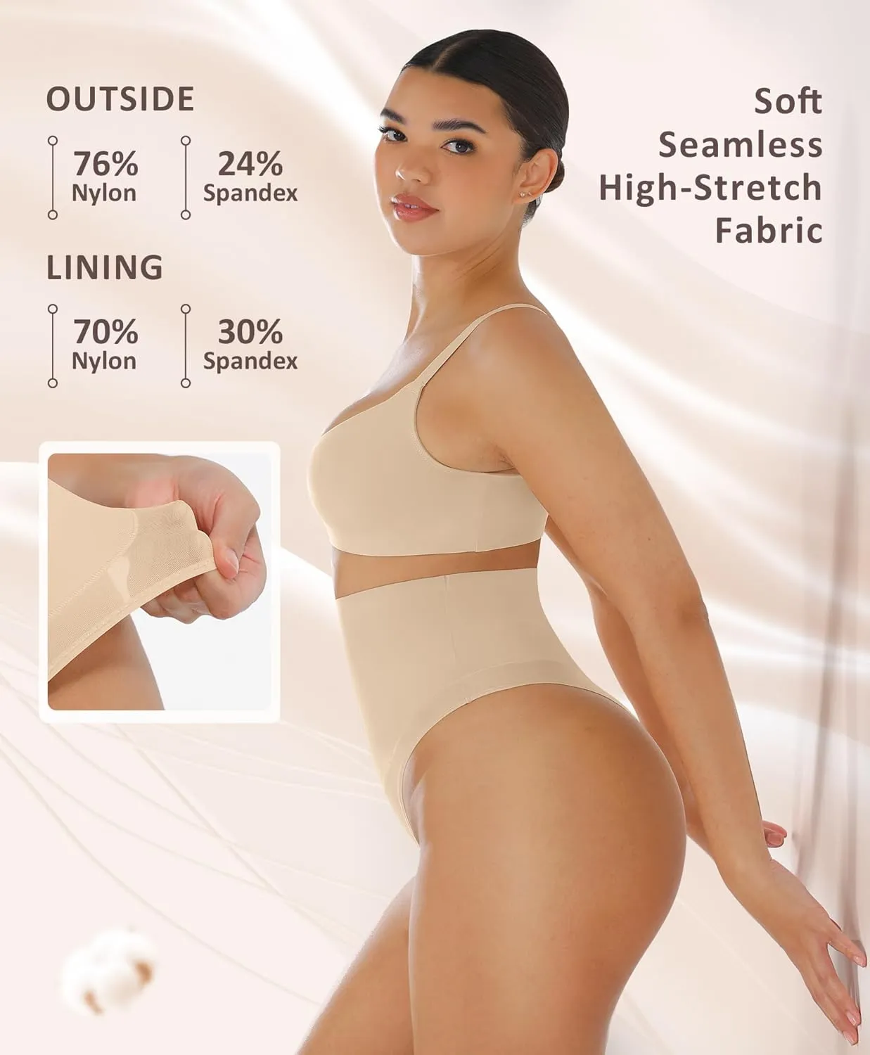 FeelinGirl Thong Shapewear for Women Tummy Control Mid Waisted Body Shaper Underwear Seamless Body Shaper Panties