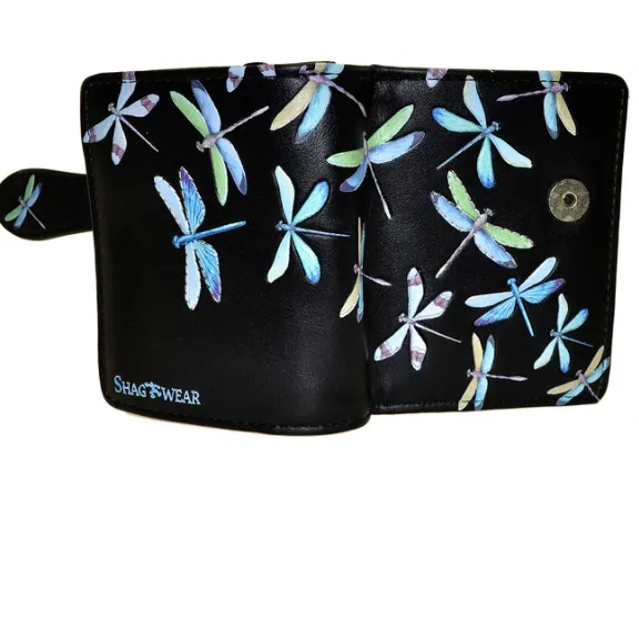 Flying Dragonflies in Black Small Wallet