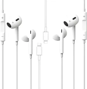 for iPhone Headphones - 2 Packs - for Phone Earbuds Wired Lighting Headphone [ 2026 Latest Version,MFi Certified] Built-in Mic & Volume Control,for iPhone 14/13/12/11/XR/X/8/7,All iOS System