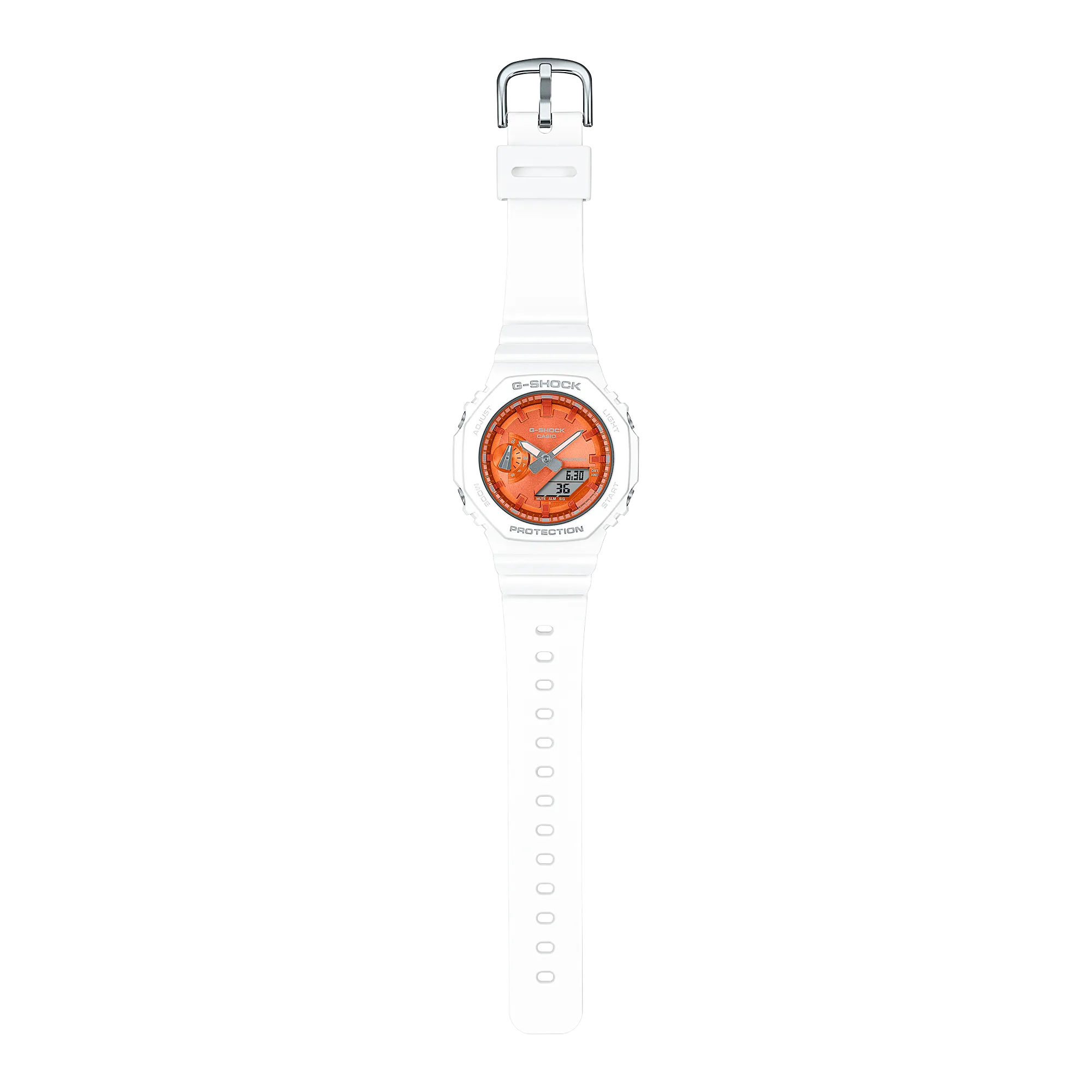 G-Shock Analog-Digital Orange Dial White Resin Band Watch GMAS2100WS-7A