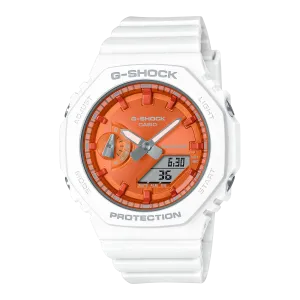 G-Shock Analog-Digital Orange Dial White Resin Band Watch GMAS2100WS-7A