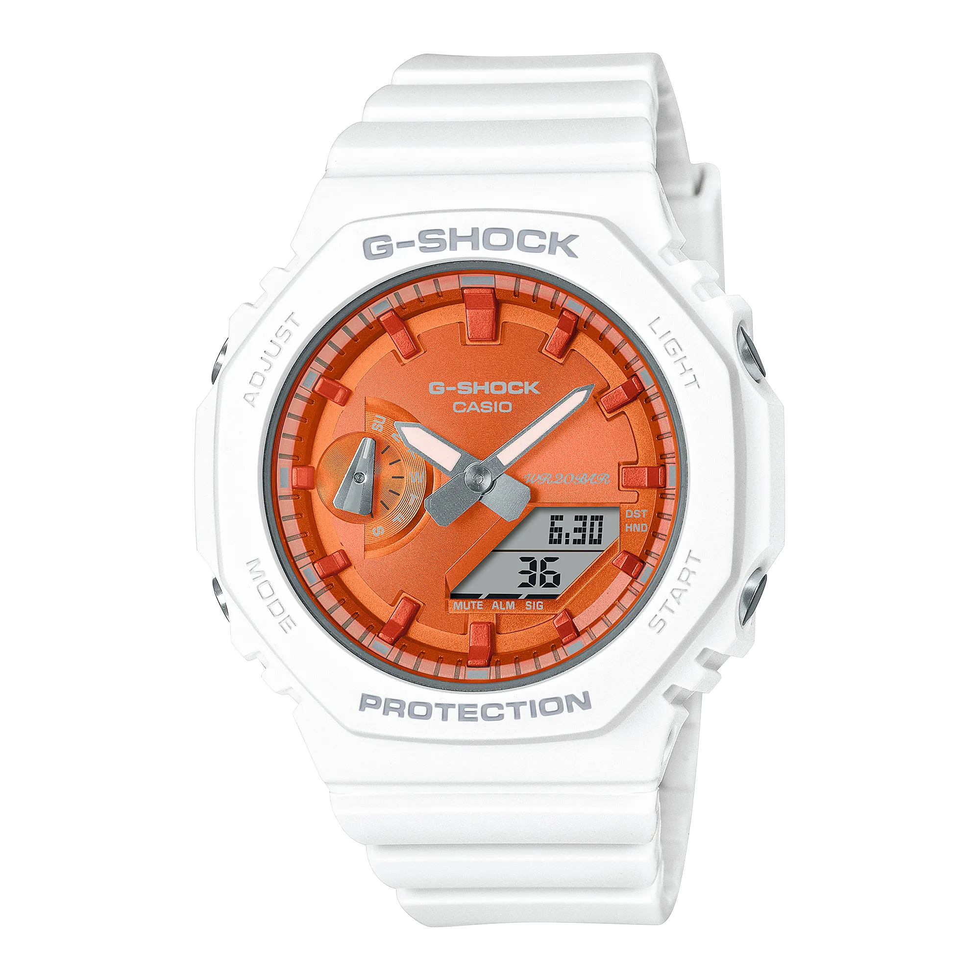 G-Shock Analog-Digital Orange Dial White Resin Band Watch GMAS2100WS-7A