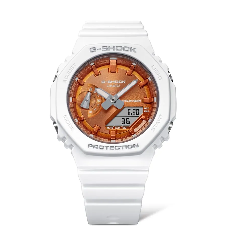 G-Shock Analog-Digital Orange Dial White Resin Band Watch GMAS2100WS-7A
