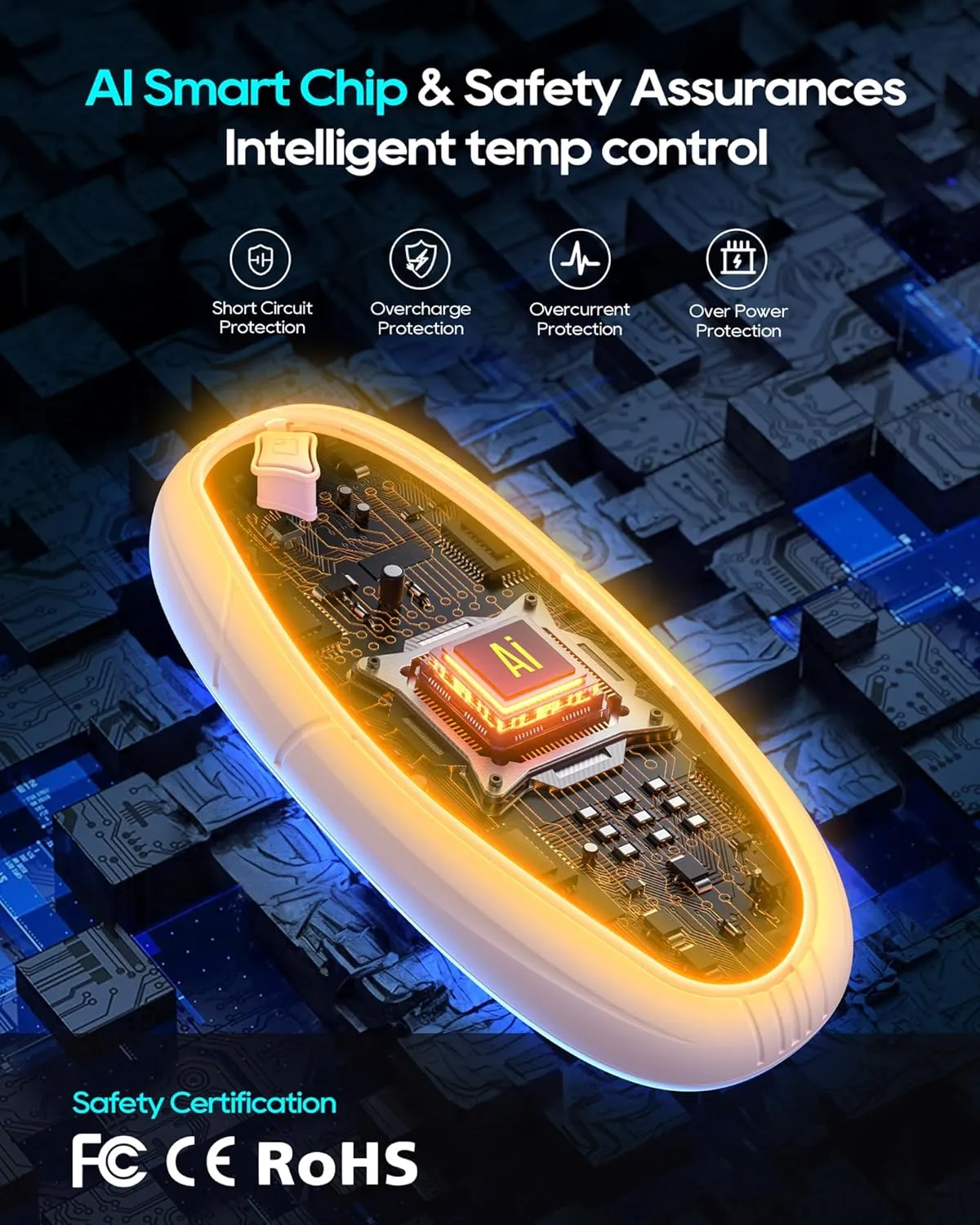 Hand Warmers Rechargeable 2 Pack, 14000mAh Electric Hand Warmers with Wireless Charging Case, AI Chip 3 Heat Settings Up to 50-Hour Portable Pocket Heater, Gifts for Christmas