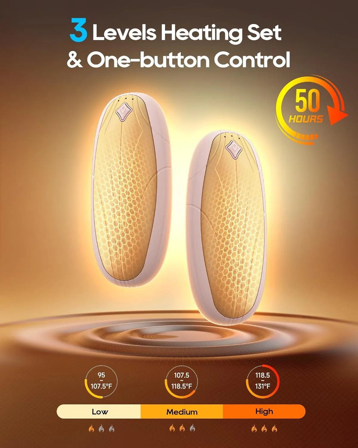 Hand Warmers Rechargeable 2 Pack, 14000mAh Electric Hand Warmers with Wireless Charging Case, AI Chip 3 Heat Settings Up to 50-Hour Portable Pocket Heater, Gifts for Christmas