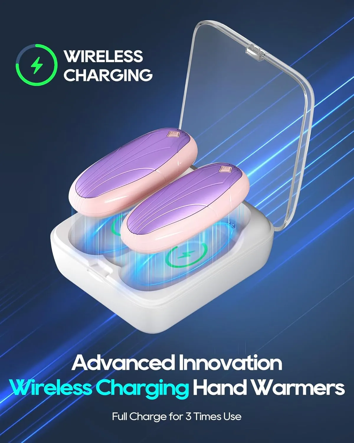Hand Warmers Rechargeable 2 Pack, 14000mAh Electric Hand Warmers with Wireless Charging Case, AI Chip 3 Heat Settings Up to 50-Hour Portable Pocket Heater, Gifts for Christmas