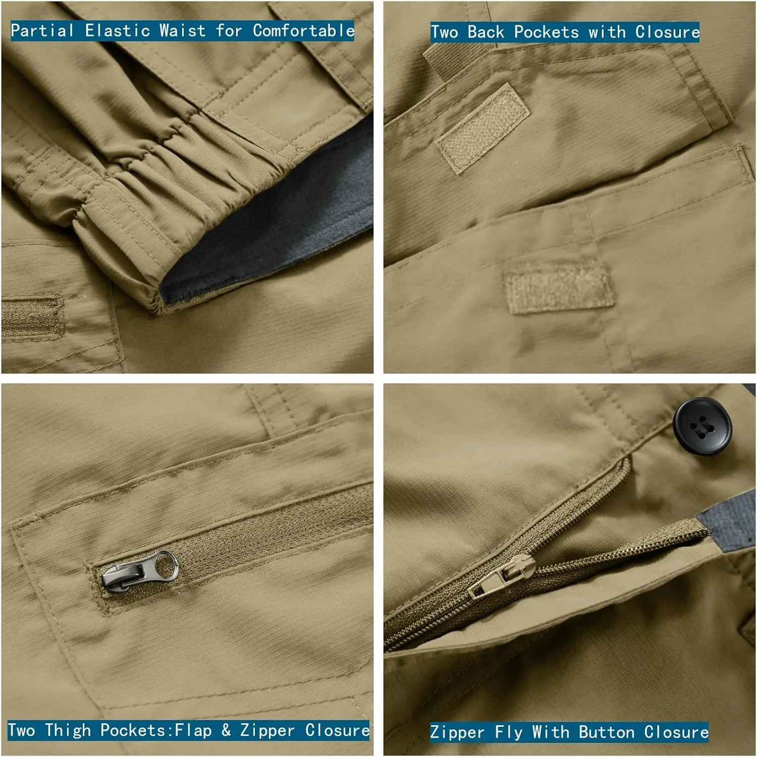 Hiking Shorts for Men Cargo Casual Quick Dry Lightweight Stretch Waist Outdoor Fishing Travel Shorts